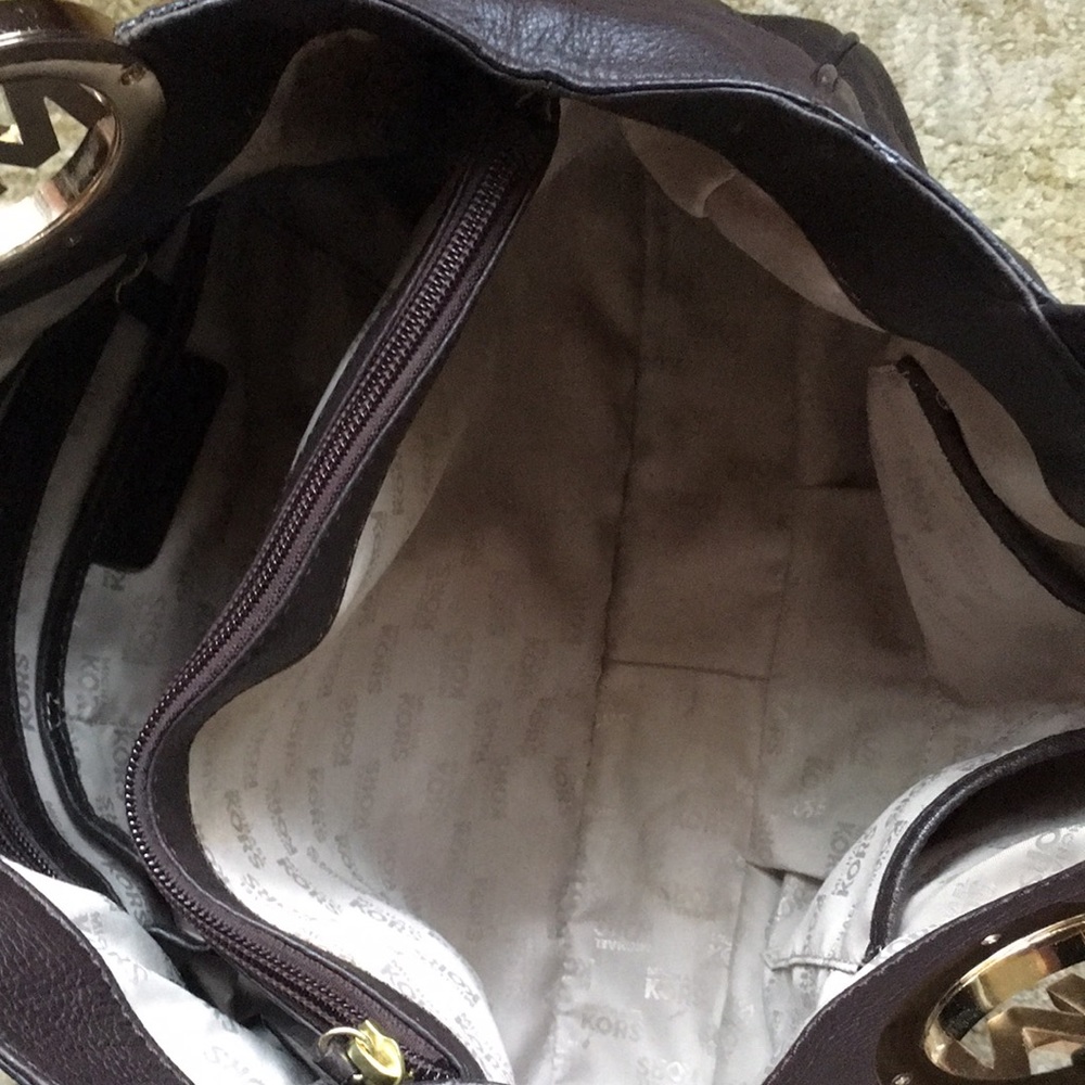 Michael Kors brown leather shoulder hobo bag - Picture 7 of 8